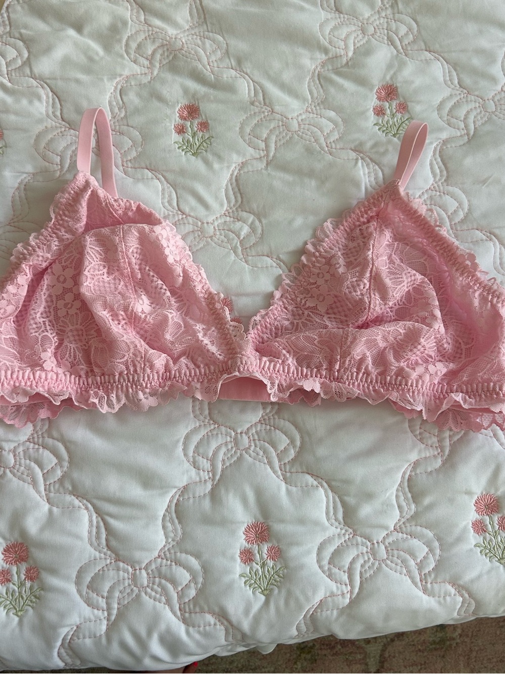 aerie Pink Lace Bralette - Soft Scalloped Trim